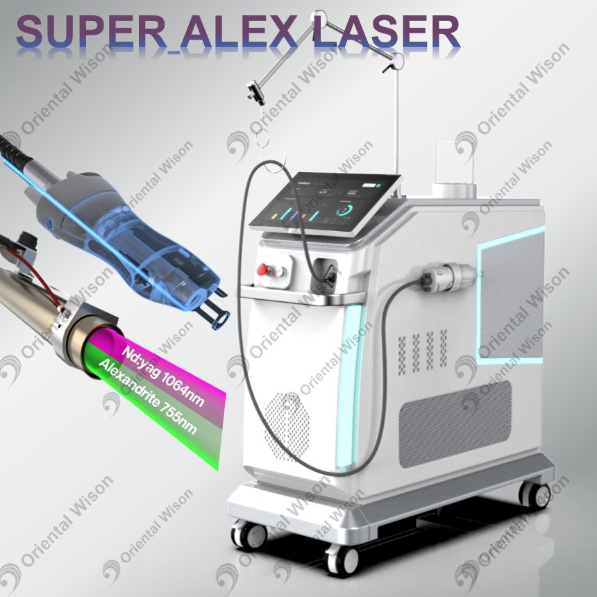 Alexway Alexandrite Depilação a laser ND YAG Laser de pulso longo para remoção de pigmento vascular Equipamento de beleza