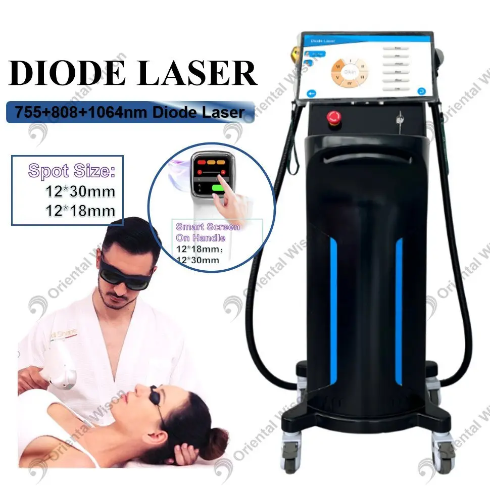 Alça dupla 755 808 1064 Remoção de cabelo a laser de diodo
