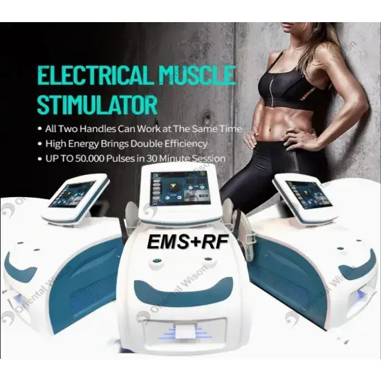 Estimulação muscular EMS + máquina de beleza modeladora de corpo RF
